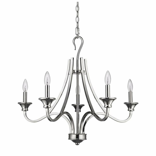 Homeroots 25 x 28 x 28 in. Michelle 5-Light Polished Nickel Chandelier 398106